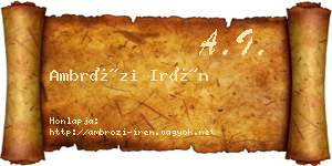 Ambrózi Irén névjegykártya